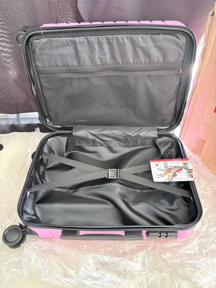 Koper cabin swiss polo pink fuchsia siap travelling