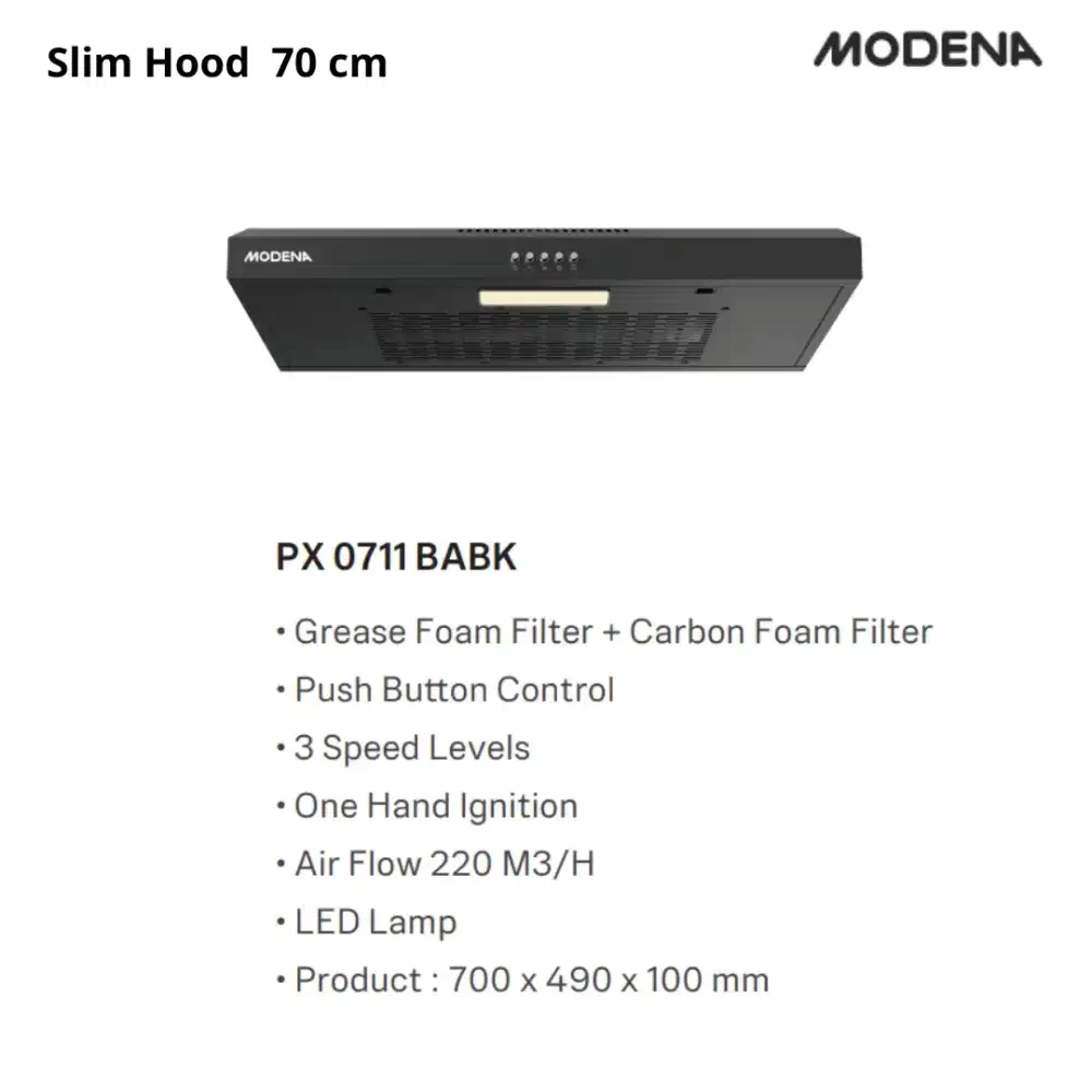 Slim Hood Modena 70cm PX 0711 BABK