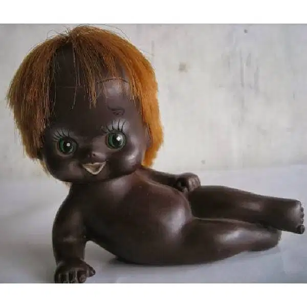 Vintage boneka kuno bayi hitam manis berambut pirang era 50's