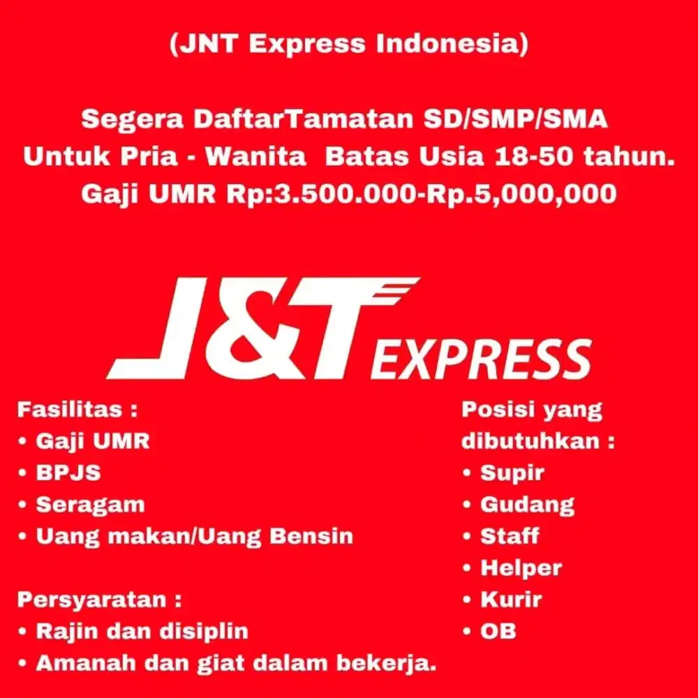 Lowongan kerja JNT Express
