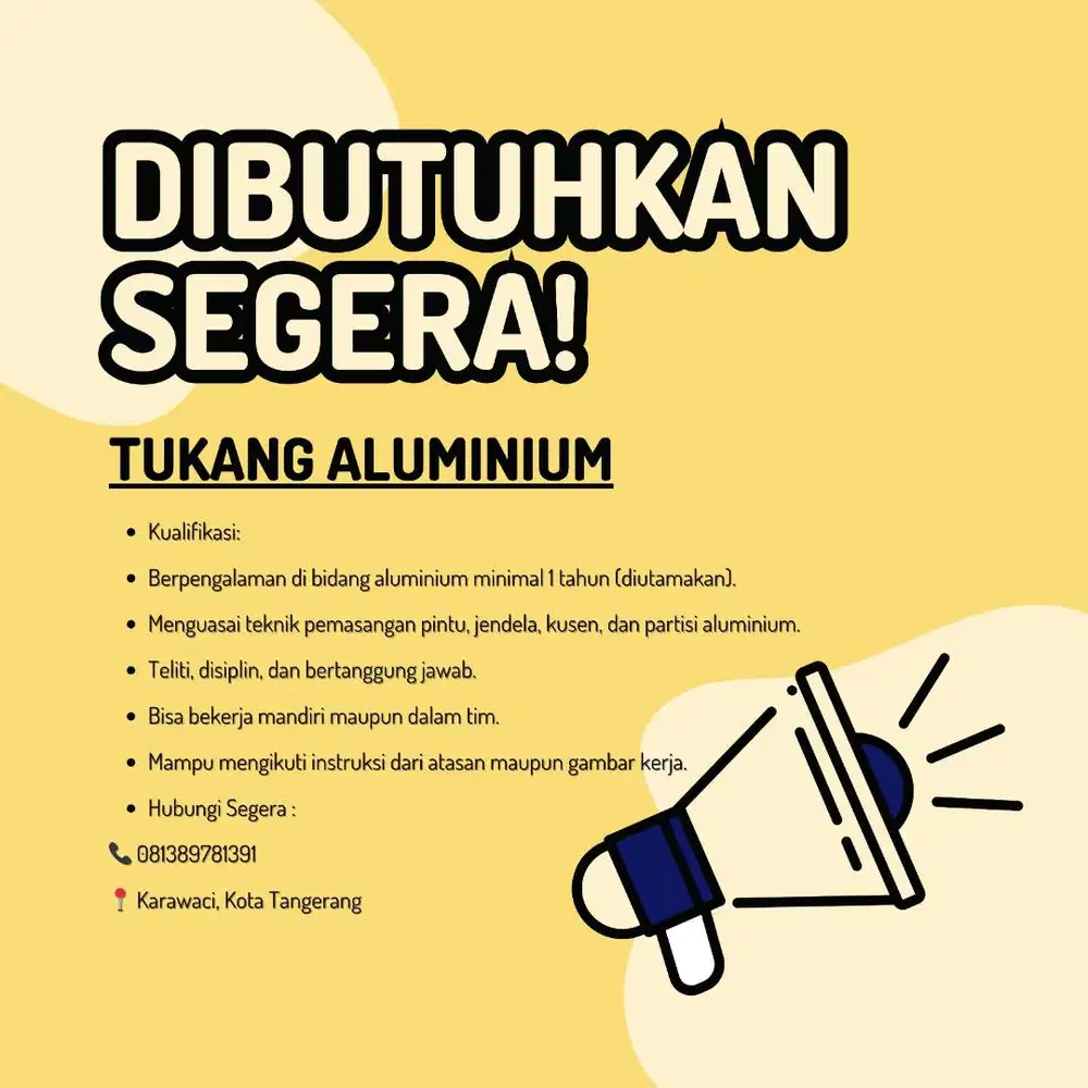 Tukang Aluminium Berpengalaman