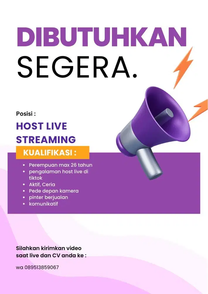 Lowongan kerja host live