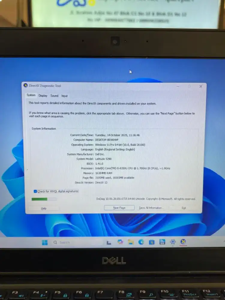 DELL LATITUDE 5290 i5 Gen 8 Ram 16Gb SSD 256Gb