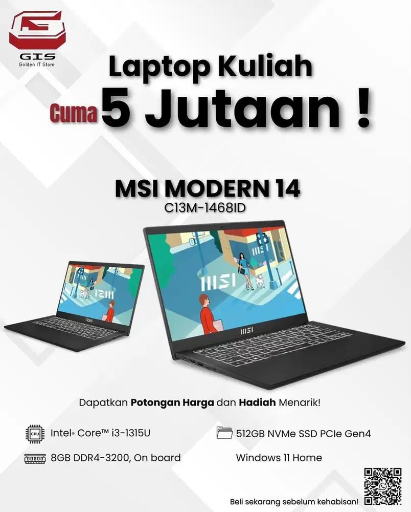 Kredit Laptop MSI (syarat cukup ktp dan ada limit di home credit)
