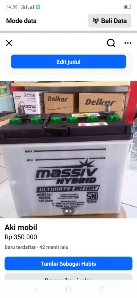 Jual aki mobil bekas/second