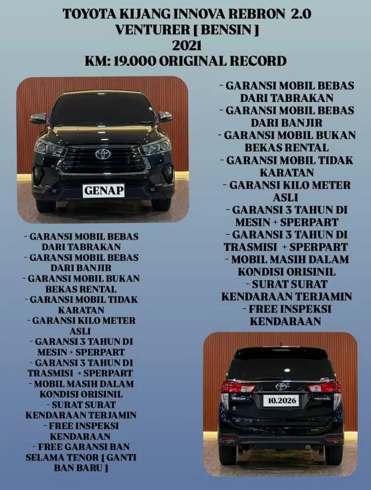[ KM 19.000 ORIGINAL ] TOYOTA INNOVA VENTURER 2.0 BENSIN 2021 AT