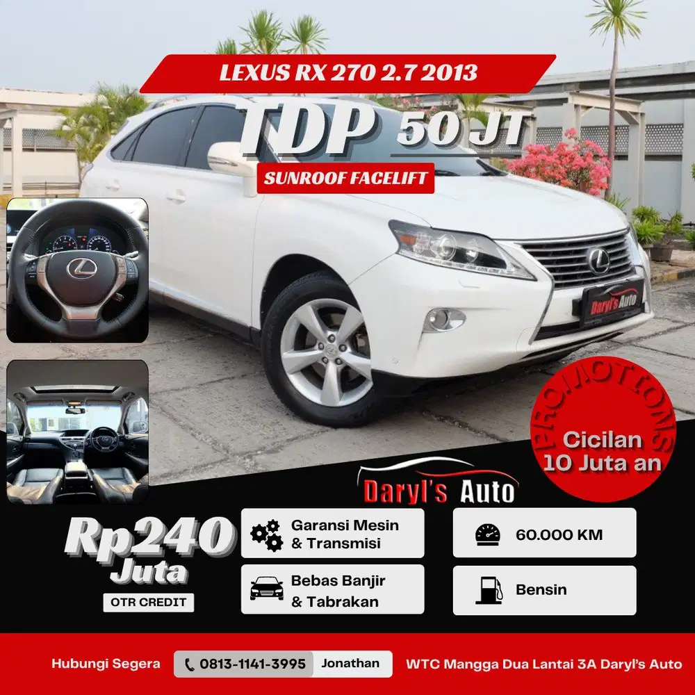 [LOW KM] Toyota Lexus RX 270 2013 Promo !