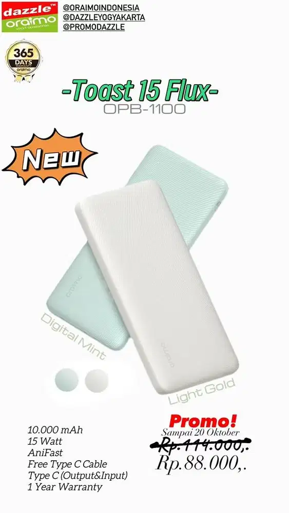 Powerbank 10.000mAh Oraimo OPB-1100D