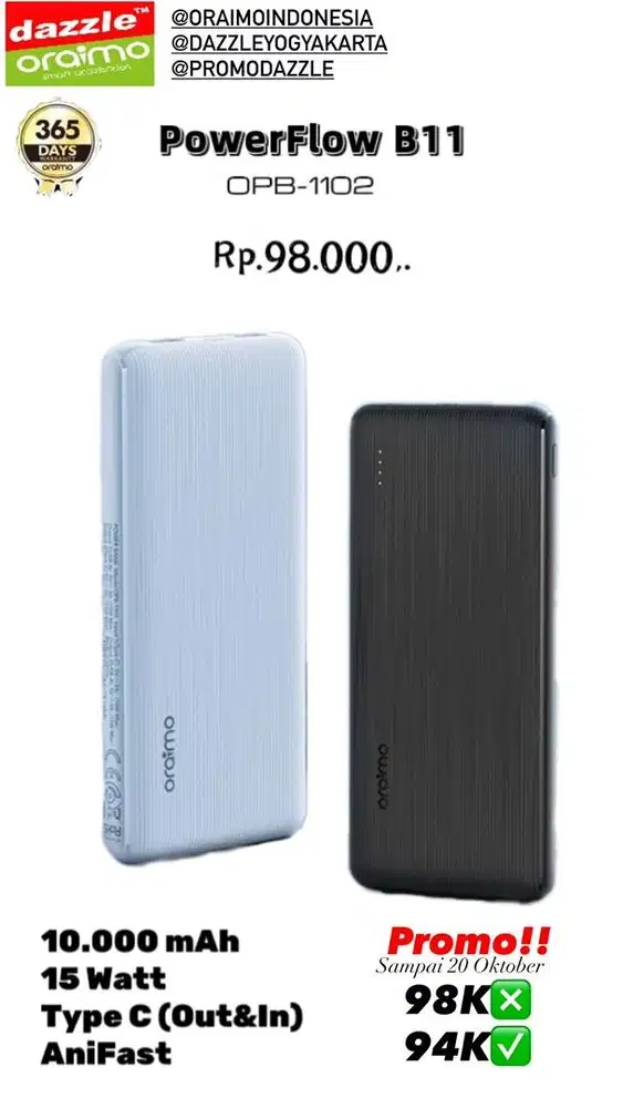 Powerbank Oraimo 10.000mAh OPB-1102