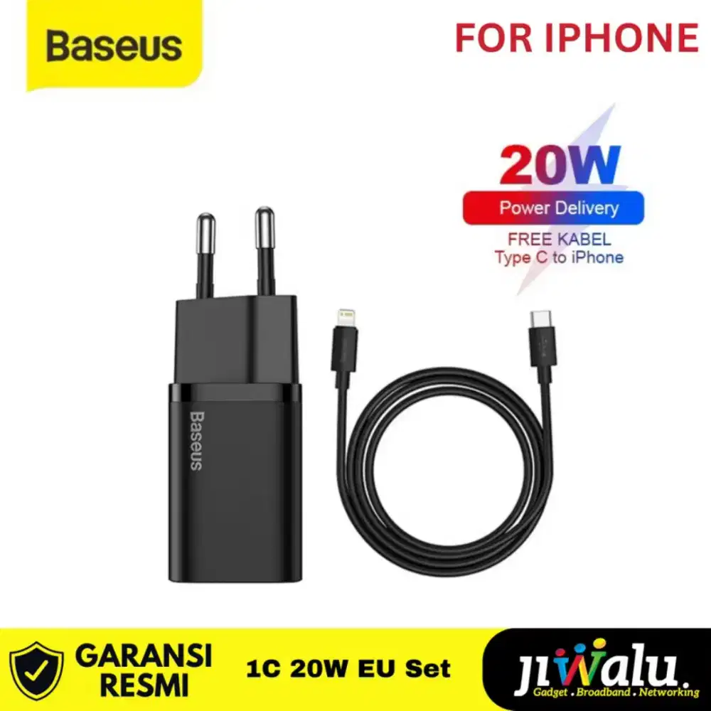 Baseus Bundling Kepala Charger Type C PD Quick Charge 20W For iPhone
