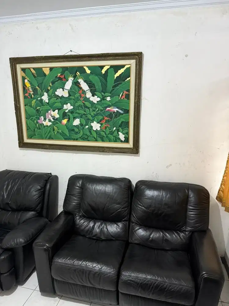 SOFA RECLINER CELLINI 2 SEATER FULL LEATHER GENUINE ( KULIT ASLI )