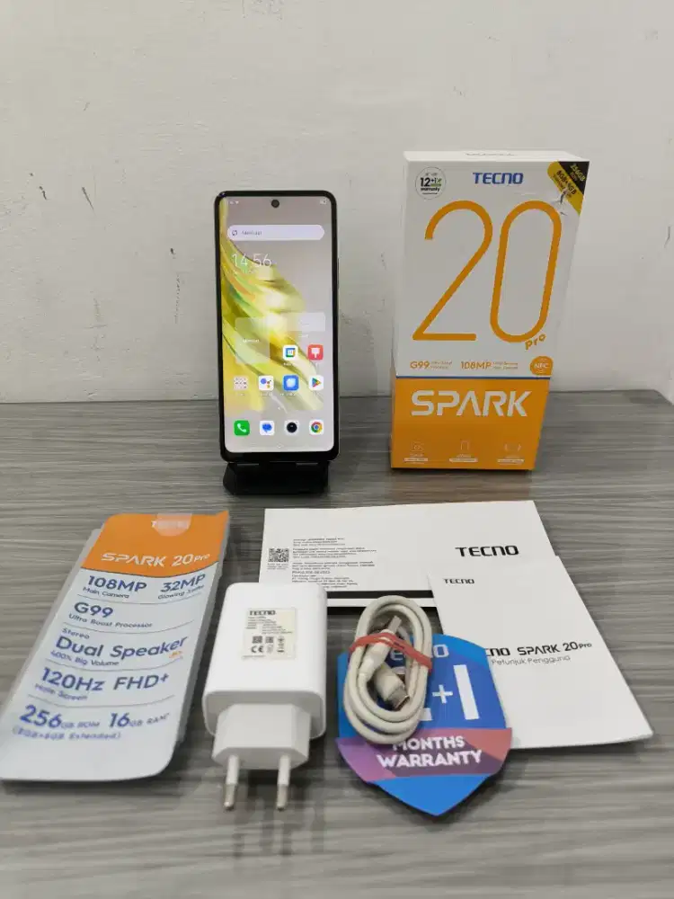 Tecno Spark 20 Pro 256gb Helio G99 NFC normal mulus lengkap