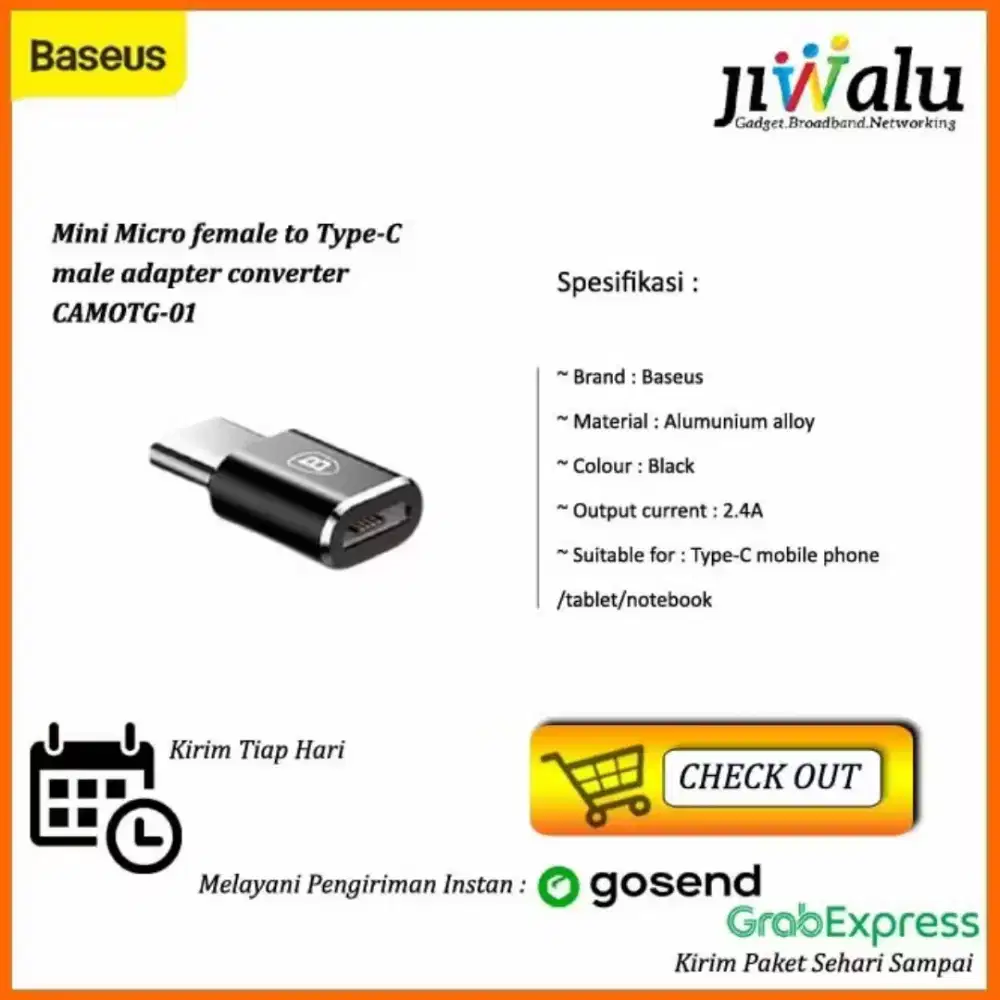 Baseus Mini Micro Female to Type - C Male Adapter Converter CAM OTG-01