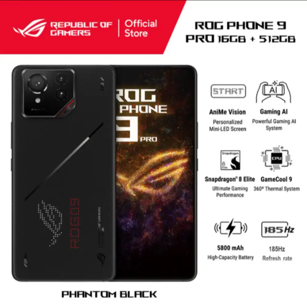 ASUS ROG 9 PRO RAM 16/512GB, GARANSI RESMI, PERFORMA MONSTER