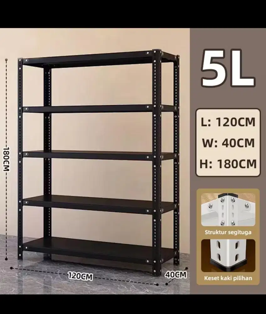 Rak Besi 5L 120 x 40 x 180