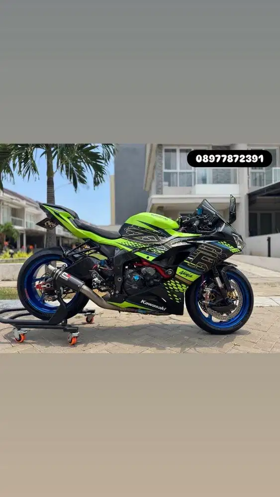 Jual motor kawasaki Ninja zx6r hijau 2021 full modif