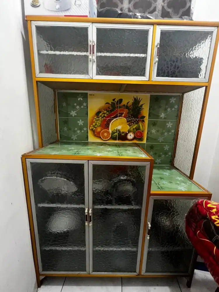 Rak Piring Aluminium Kaca Keramik 3 pintu