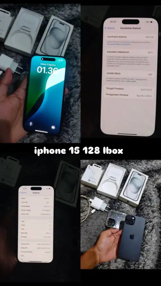 Dijual iphone 15 128 IBOX fullset BU murah