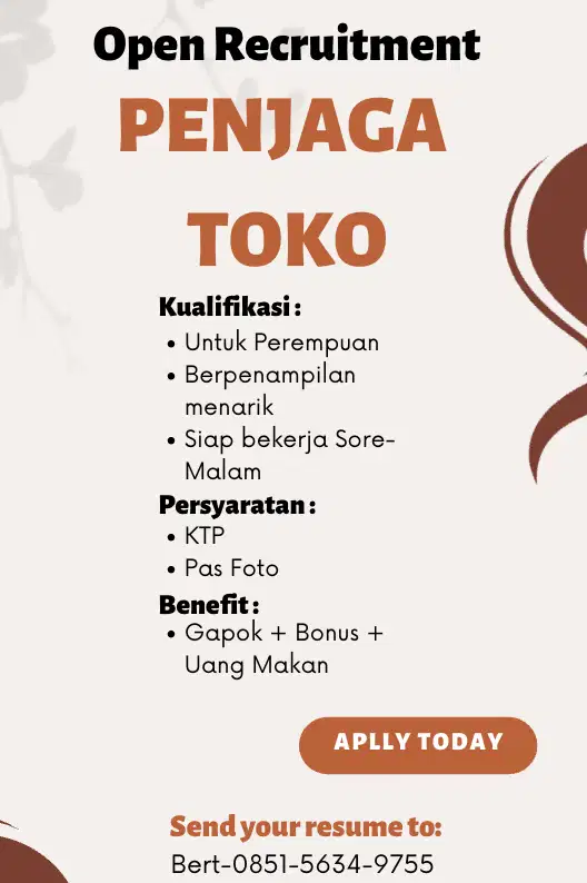 LOWONGAN KERJA JAGA TOKO PAMULANG