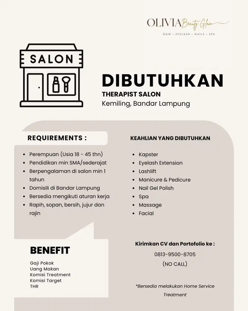 Dicari Karyawan salon kecantikan