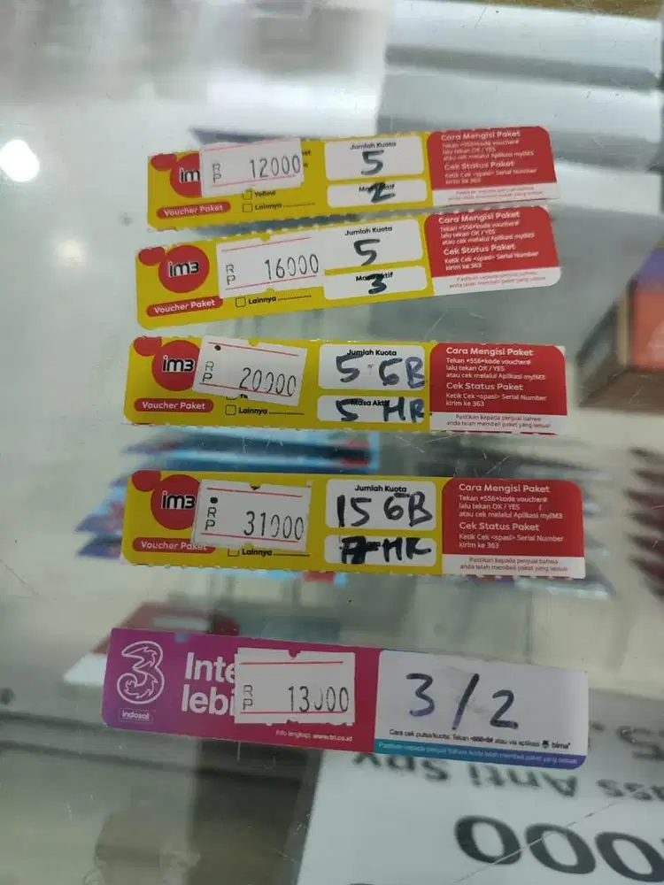 Voucher Indosat & Tri ( jual harga modal )