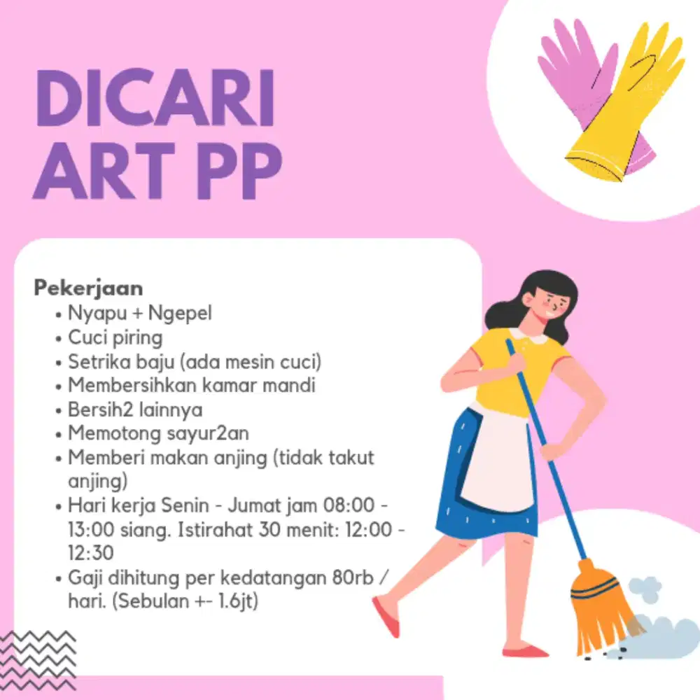 Dicari ART PP Daerah Cibinong