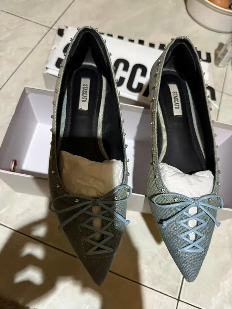 Staccato shoes no.36 bahan jeans warna blue jeans