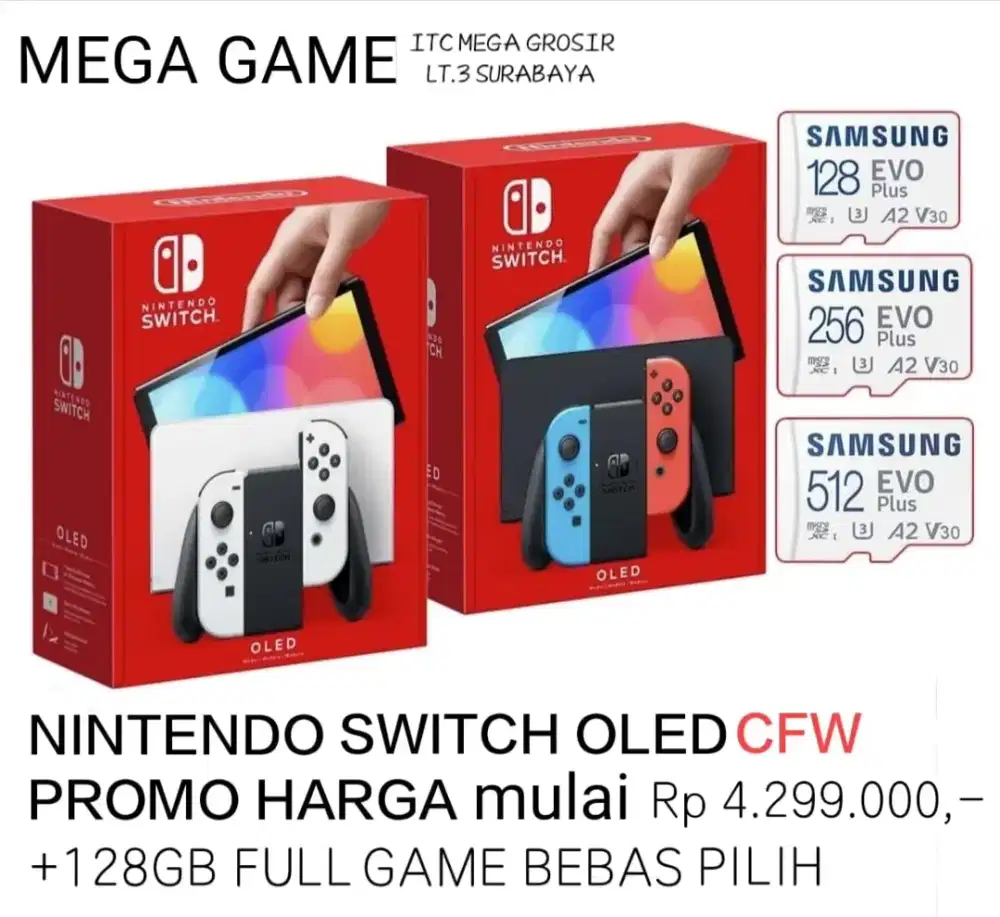 Nintendo Switch oled + 128gb full game harga grosir