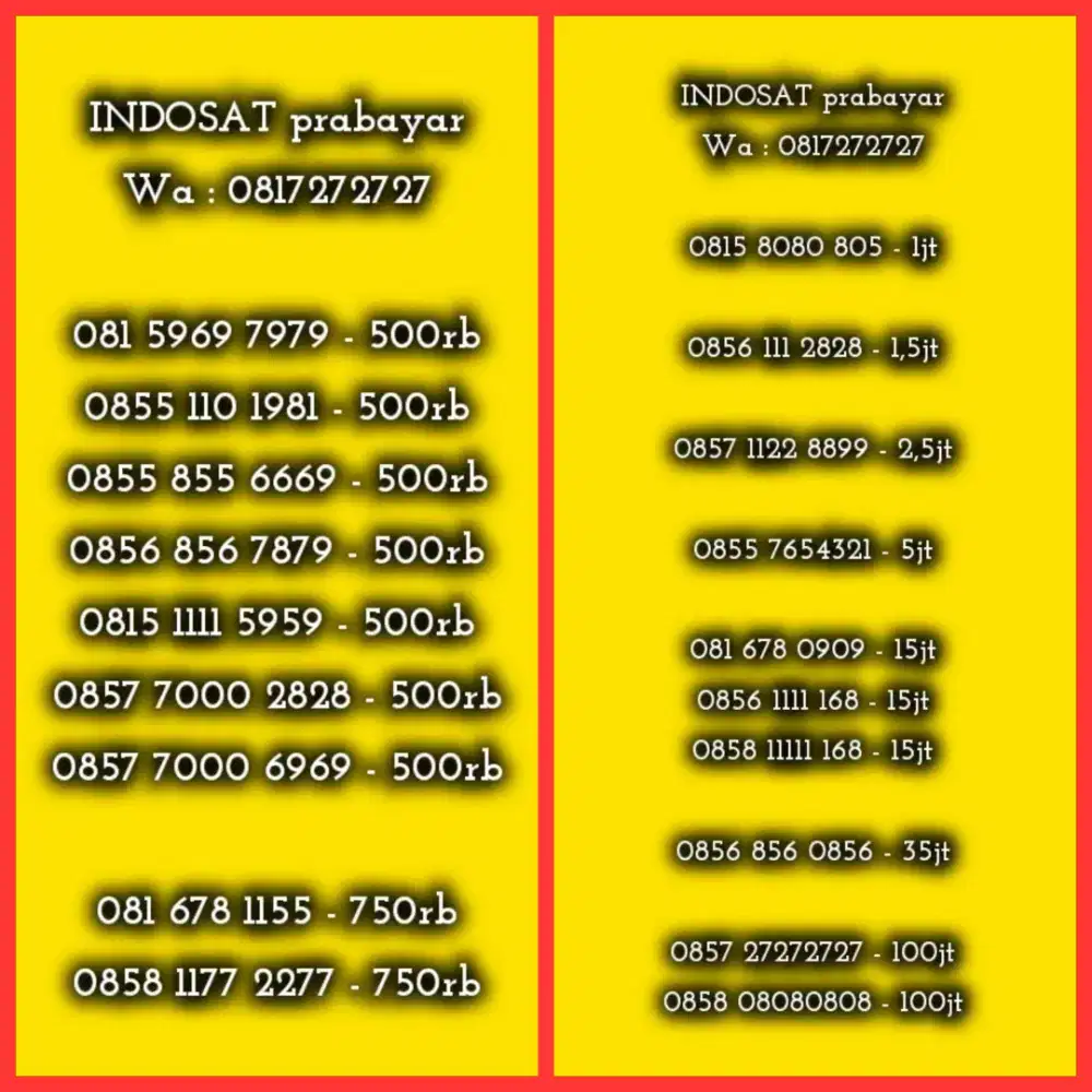 NOMOR CANTIK INDOSAT