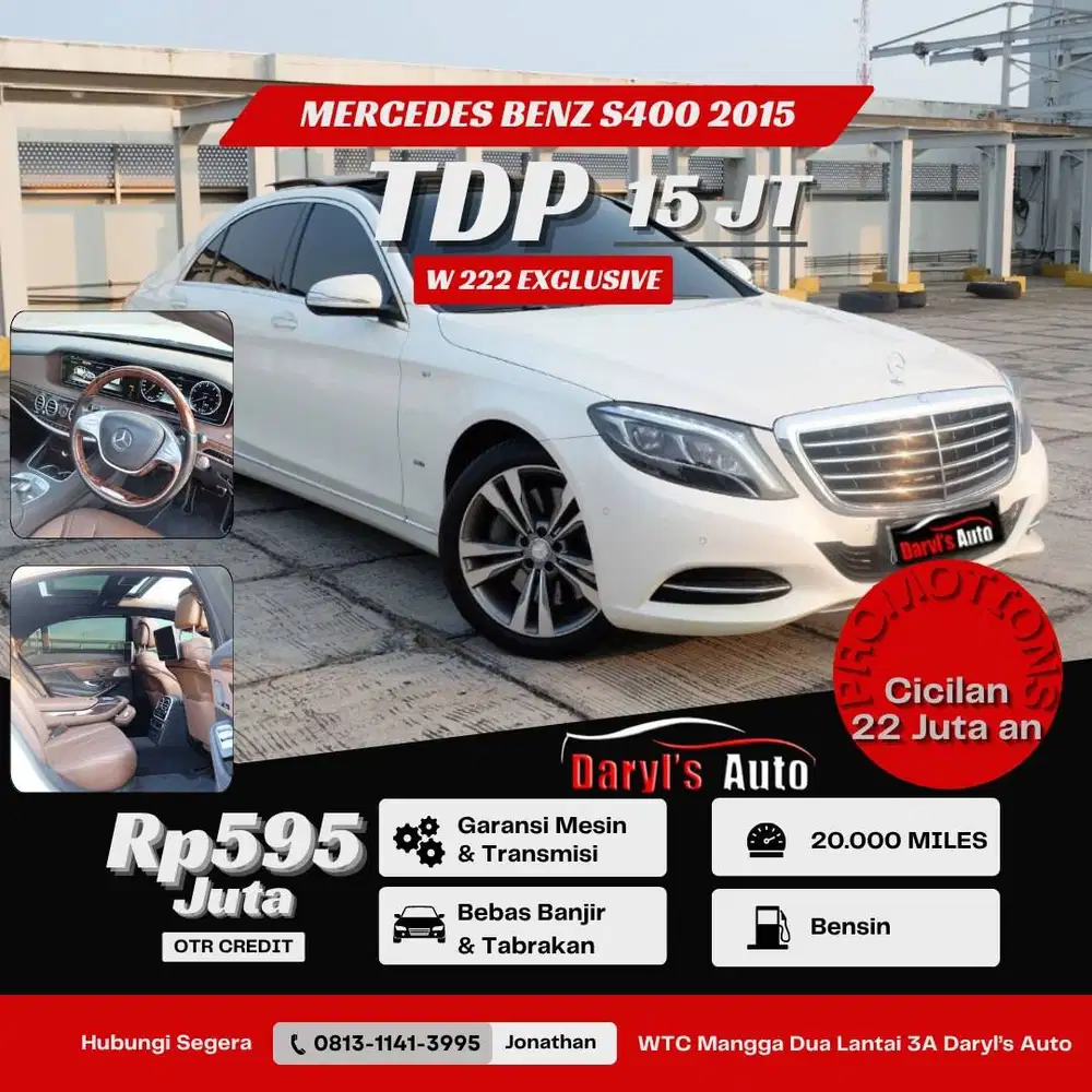 [LOW KM] Mercedes Benz S400 L Exclusive W222 2015 Promo !