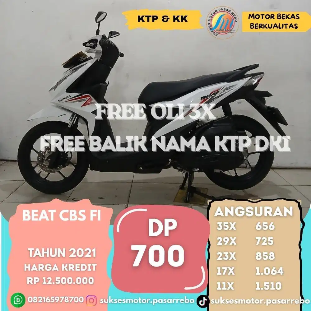HONDA BEAT CBS FI TAHUN 2021 BERGARANSI SIAP PAKAI MESIN HALUS
