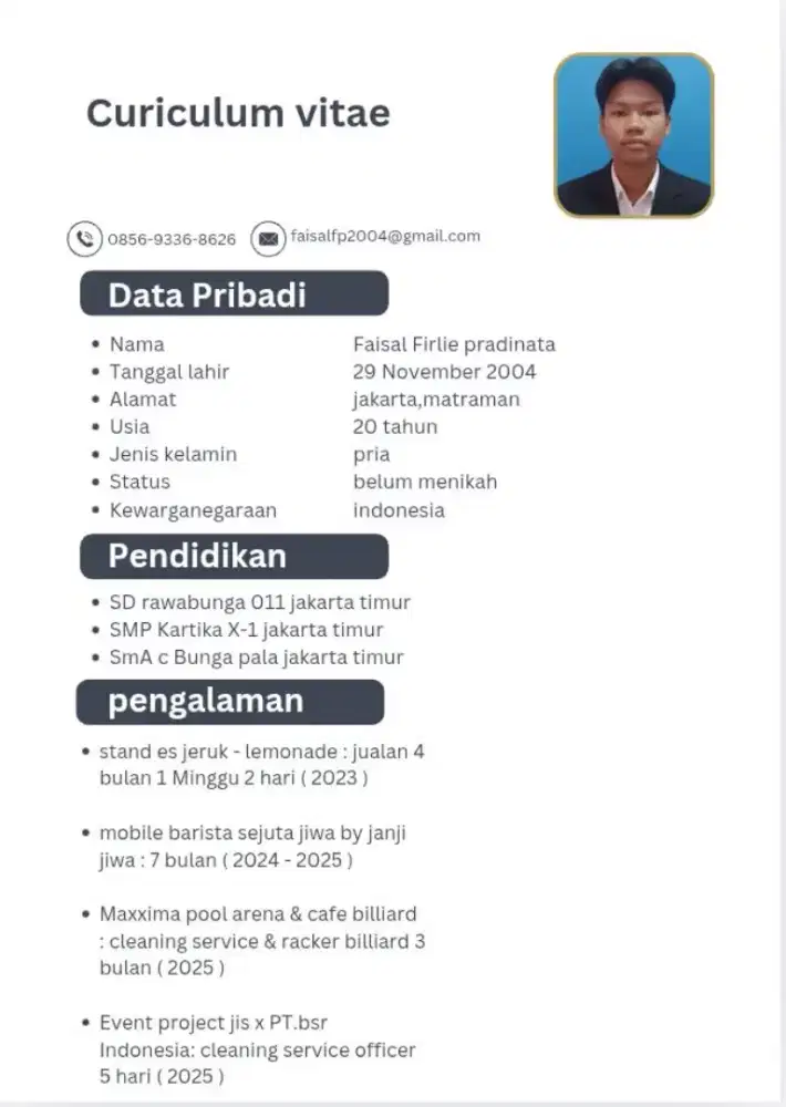 Butuh pekerjaan cleaning service/waiter/racker/ob/area Jabodetabek