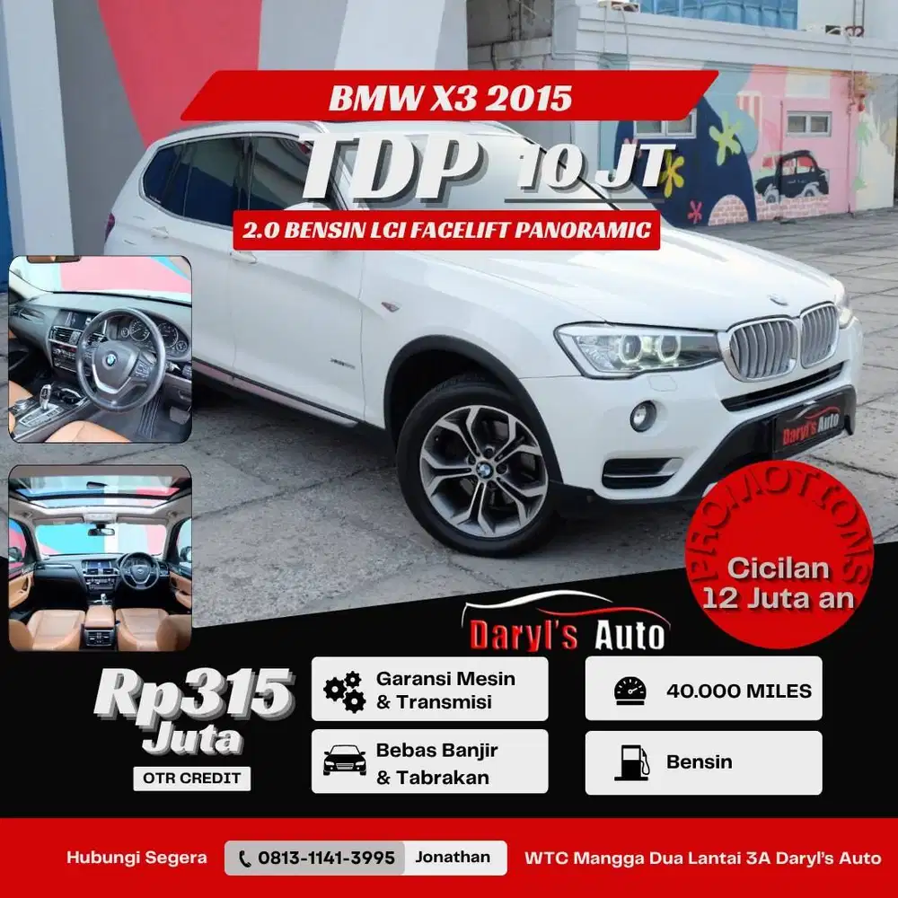 [LOW KM] BMW X3 Xdrive Xline 2015 2.0 Panoramic Promo !