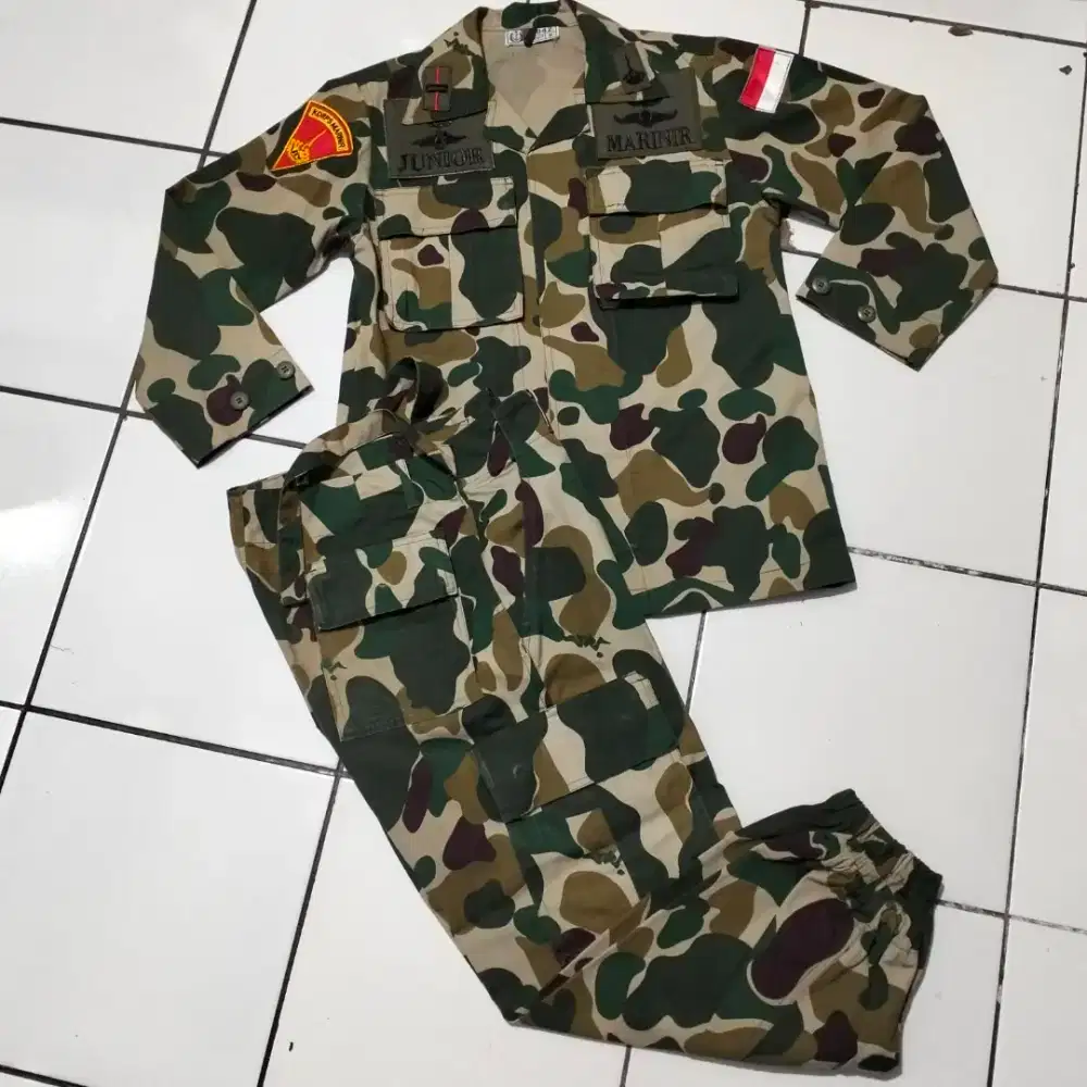 Preloved stelan baju pdl loreng marinir junior / anak unisex