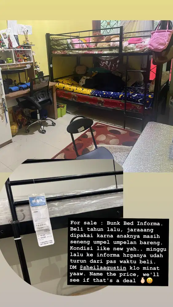 Tempat tidur informa tingkat + kasur