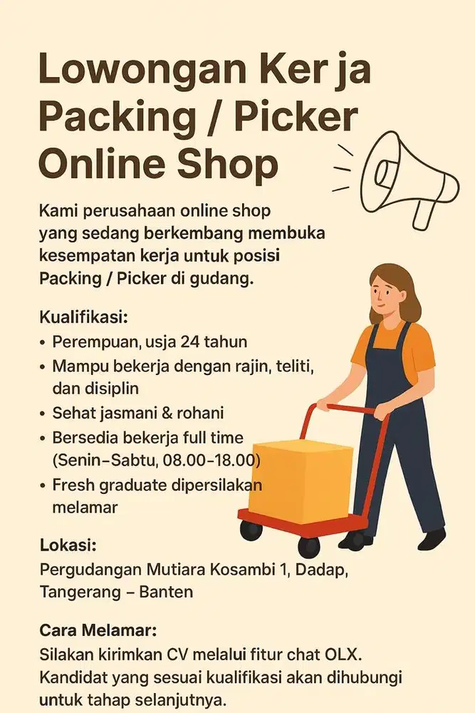 Lowongan Kerja Packing / Picker Online Shop