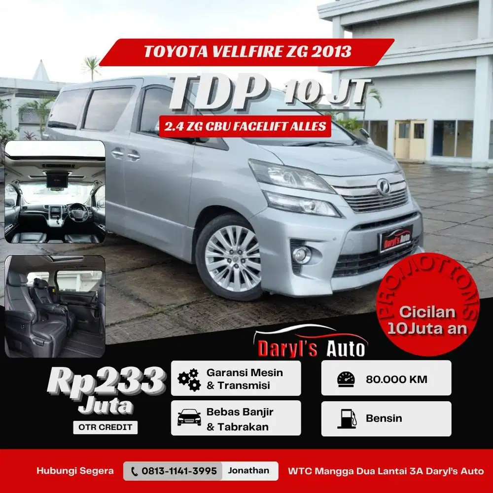 [LOW KM] Toyota Vellfire ZG CBU 2013 Pilot Seat Alles