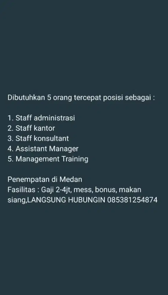 INFO LOKER MEDAN SEKITAR