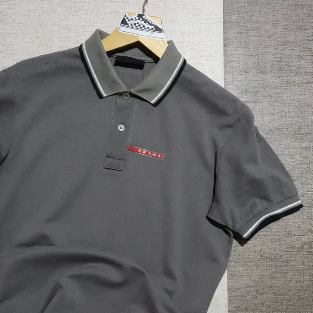 Kaos polo shirt Luxury PRADA colour Grey Twin Size S