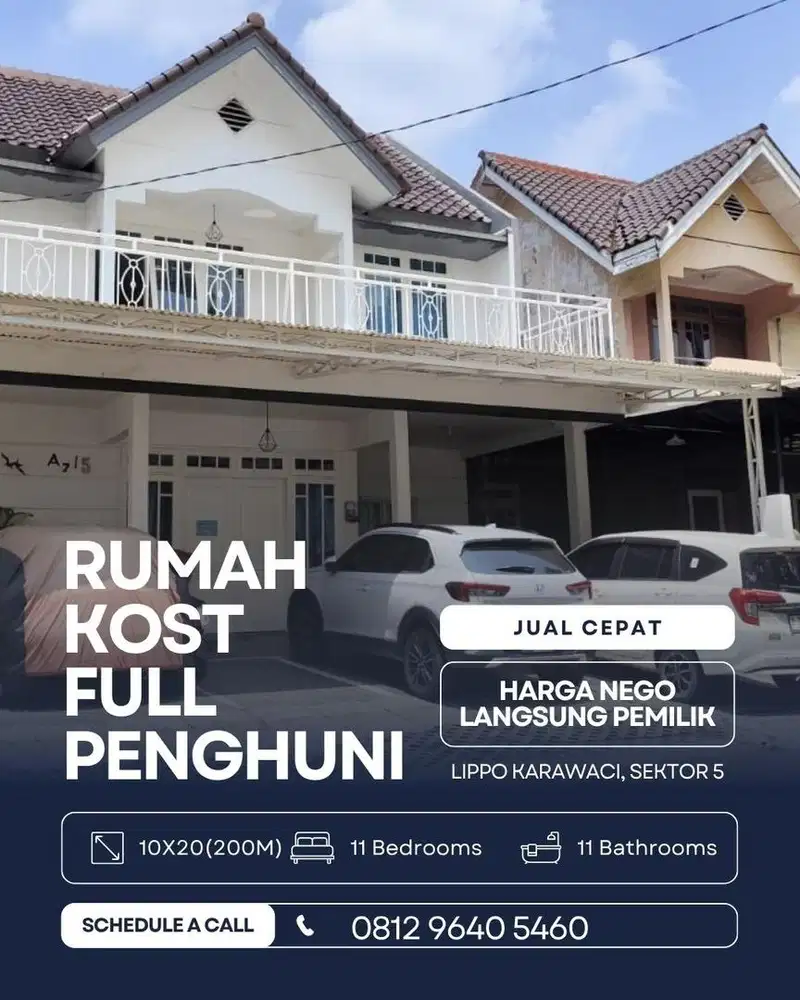 JUAL CEPAT RUMAH KOST FULL PENGHUNI LIPPO KARAWACI CASH KERAS NEGO