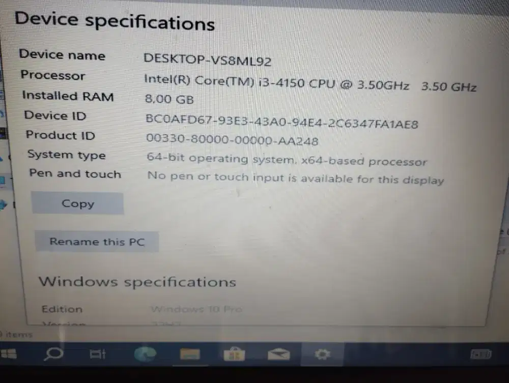 Pc h81 ram 8gb hdd 500 windows 10pro