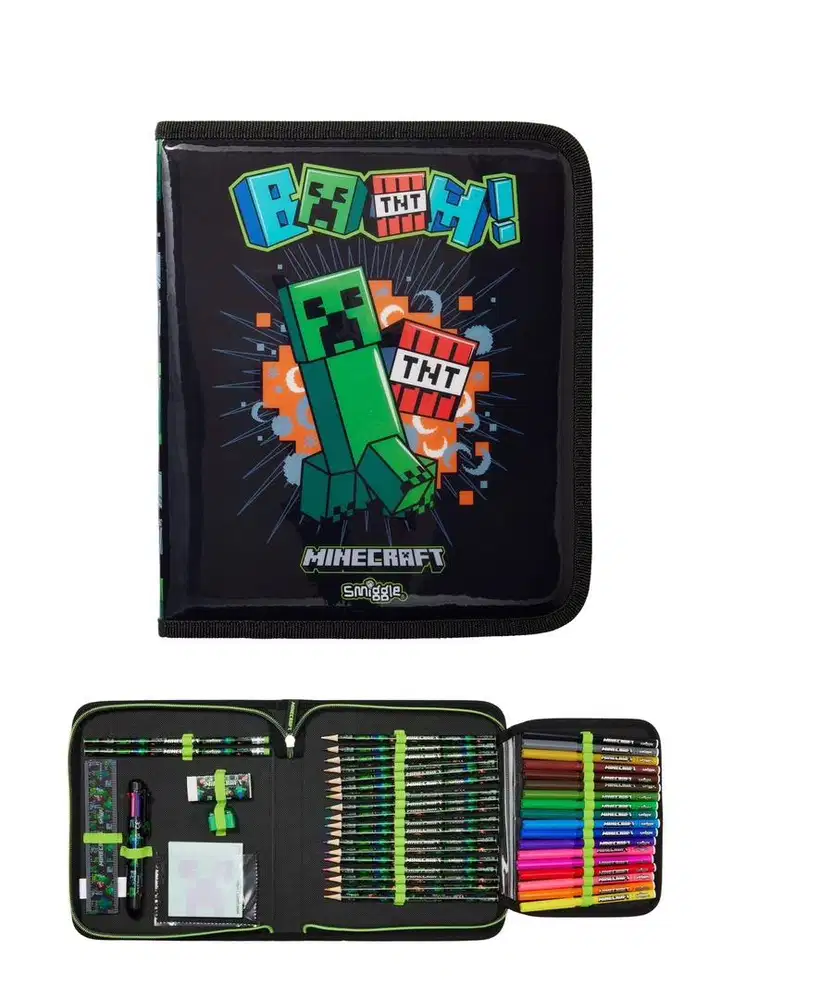 Smiggle Minecraft Stationery Set Zip It