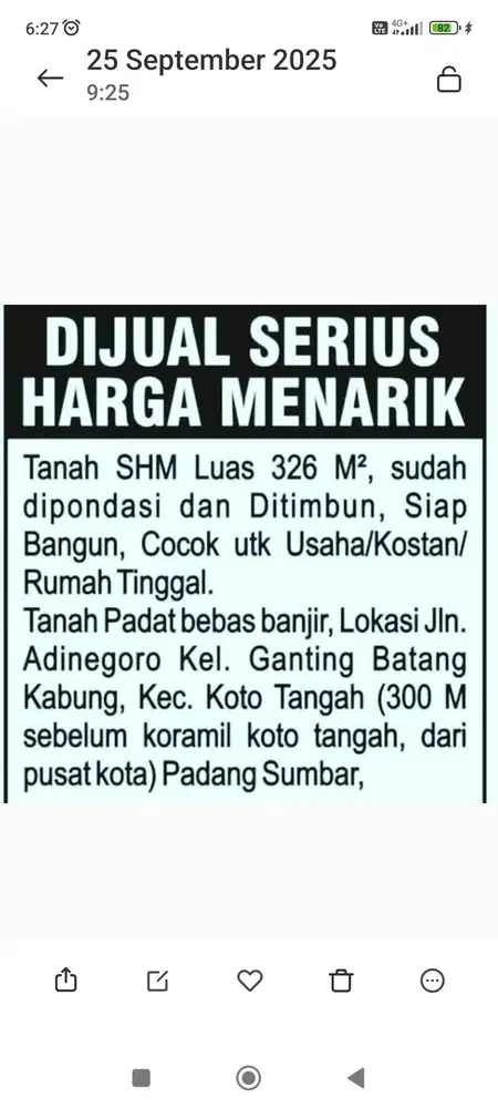 Di jual sesegeranya tanah kavling SHM.