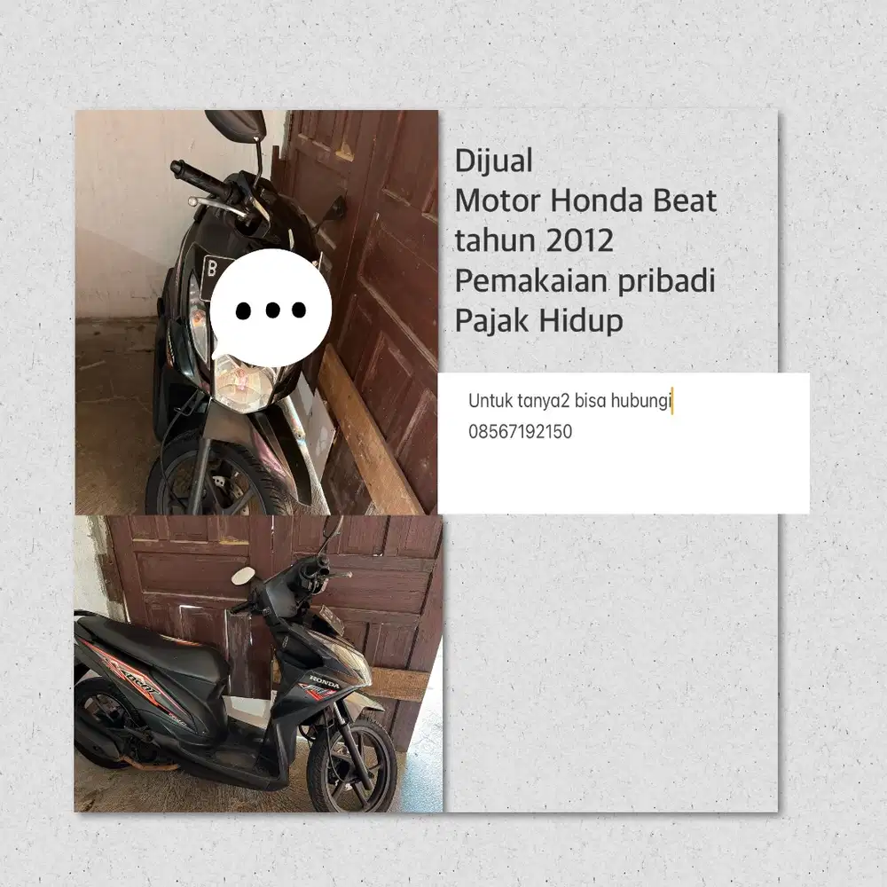 Beat Tahun 2012 Tangan 1 pemakaian pribadi