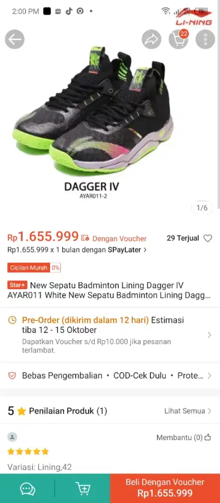 Sepatu Lining Dagger 4 Original