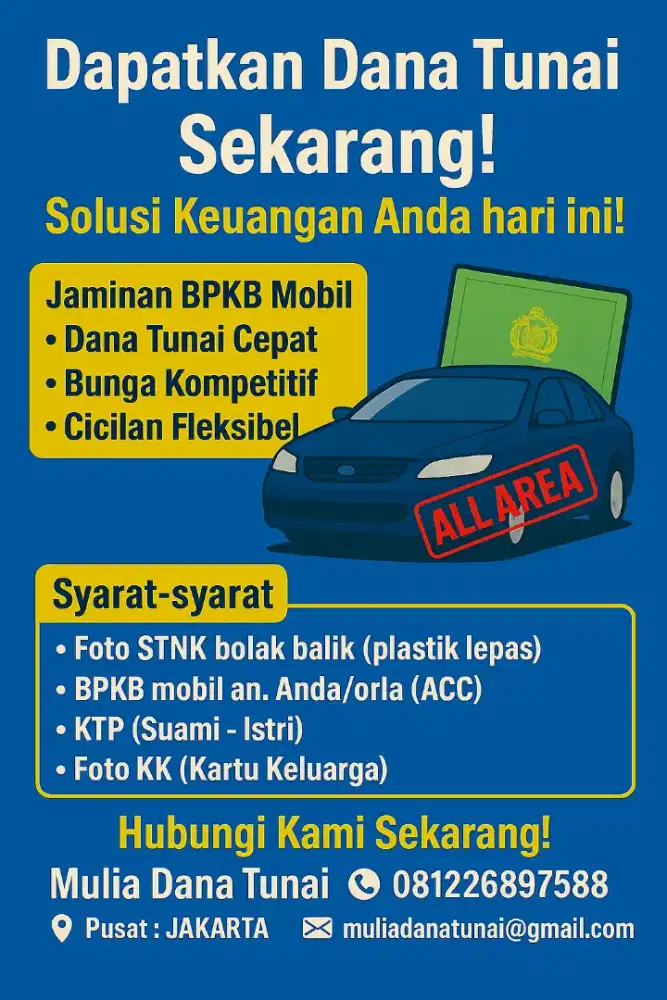 ANDA BUTUH DANA JAMINKAN BPKB MOBIL ANDA