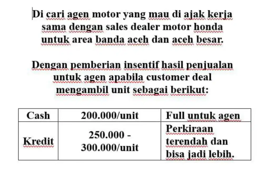 Di cari agen motor untuk kerja sama dengan sales