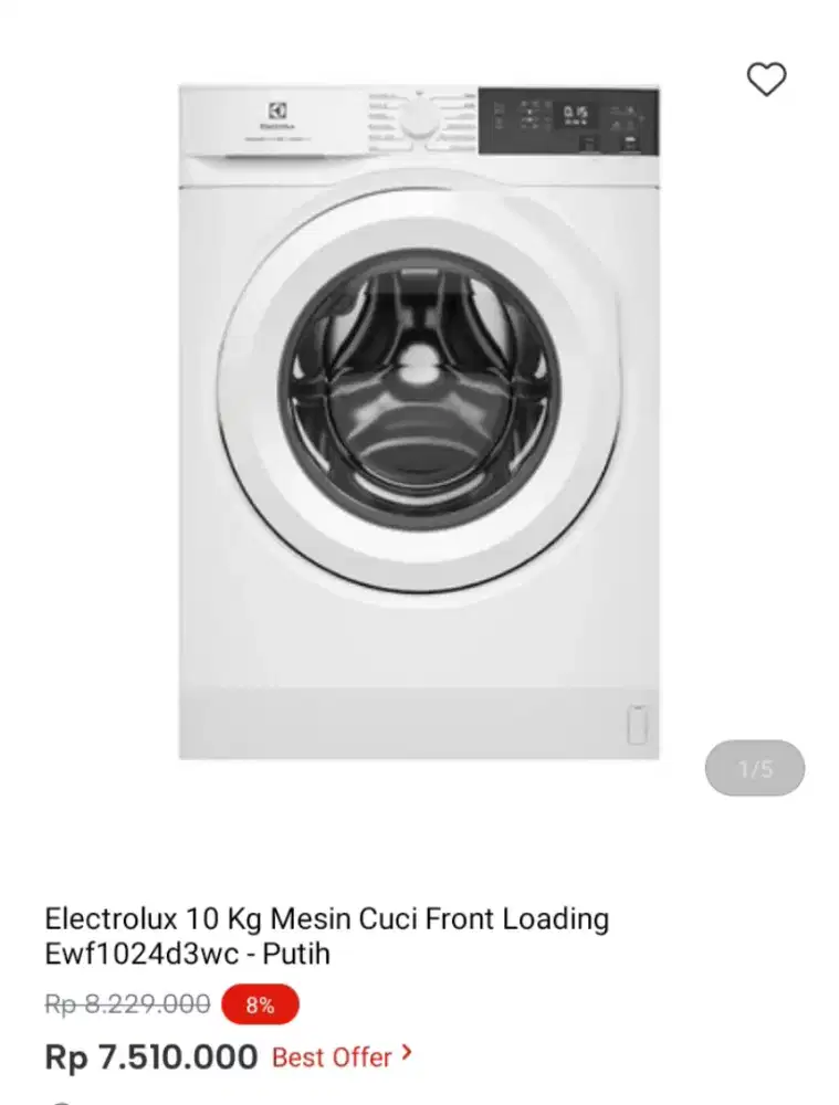 Electrolux 10 kg mesin cuci front loading Ewf1024d3wc - putih