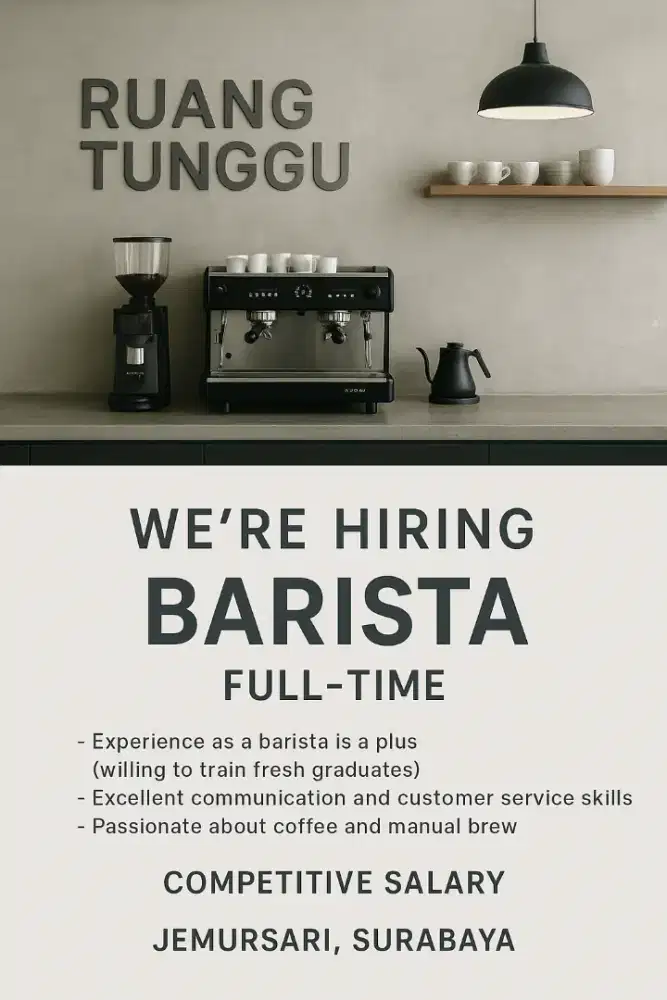 Lowongan barista cafe kecil di surabaya