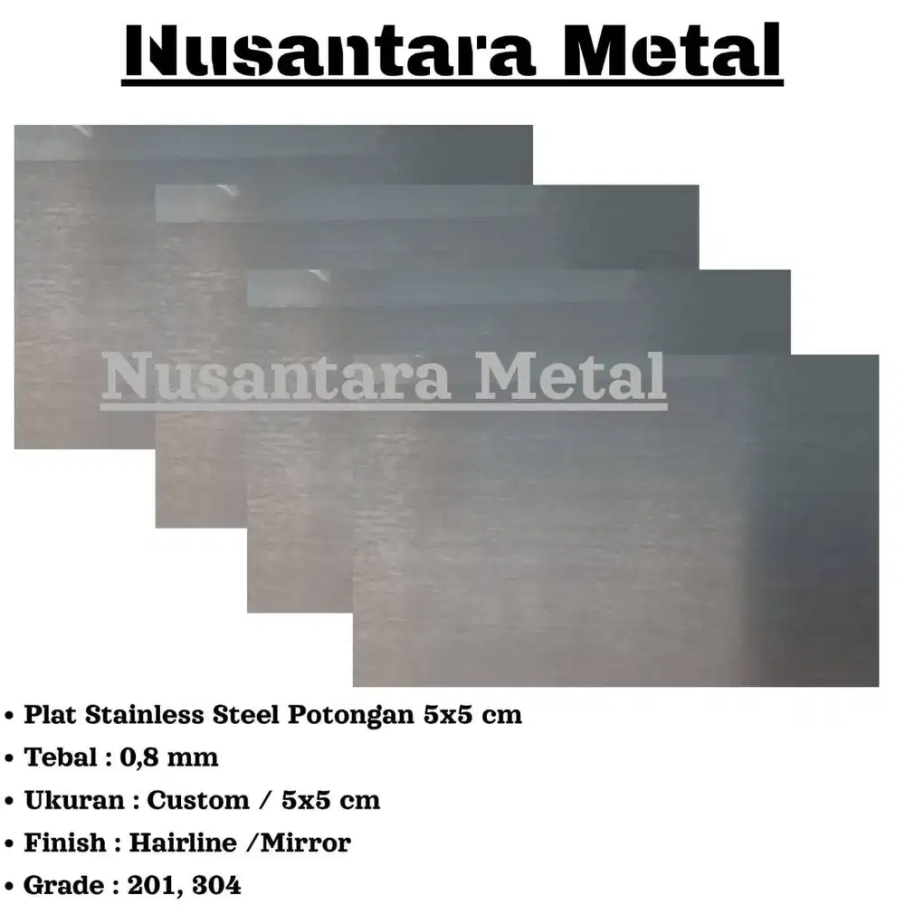 Plat Stainless Potongan 5x5cm tebal 0,8 mm | 201 Custom Per 5cm